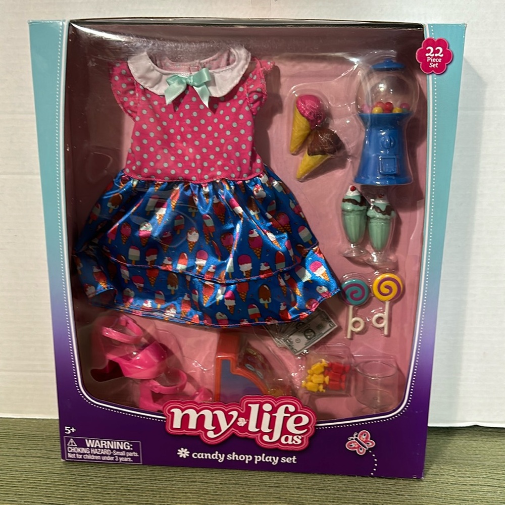 2019 My Life as Candy Shop Play Set Outfit Shoes Faux Candy & Money 22pcs New